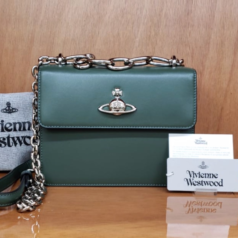 Vivienne Westwood Florence Medium Bag w Flap Green